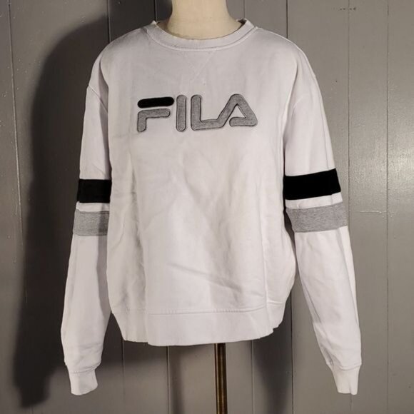 Fila Sweatshirt Top Shirt White Natalie Pullover Crewneck WOMEN'S Extra Large - Picture 10 of 12